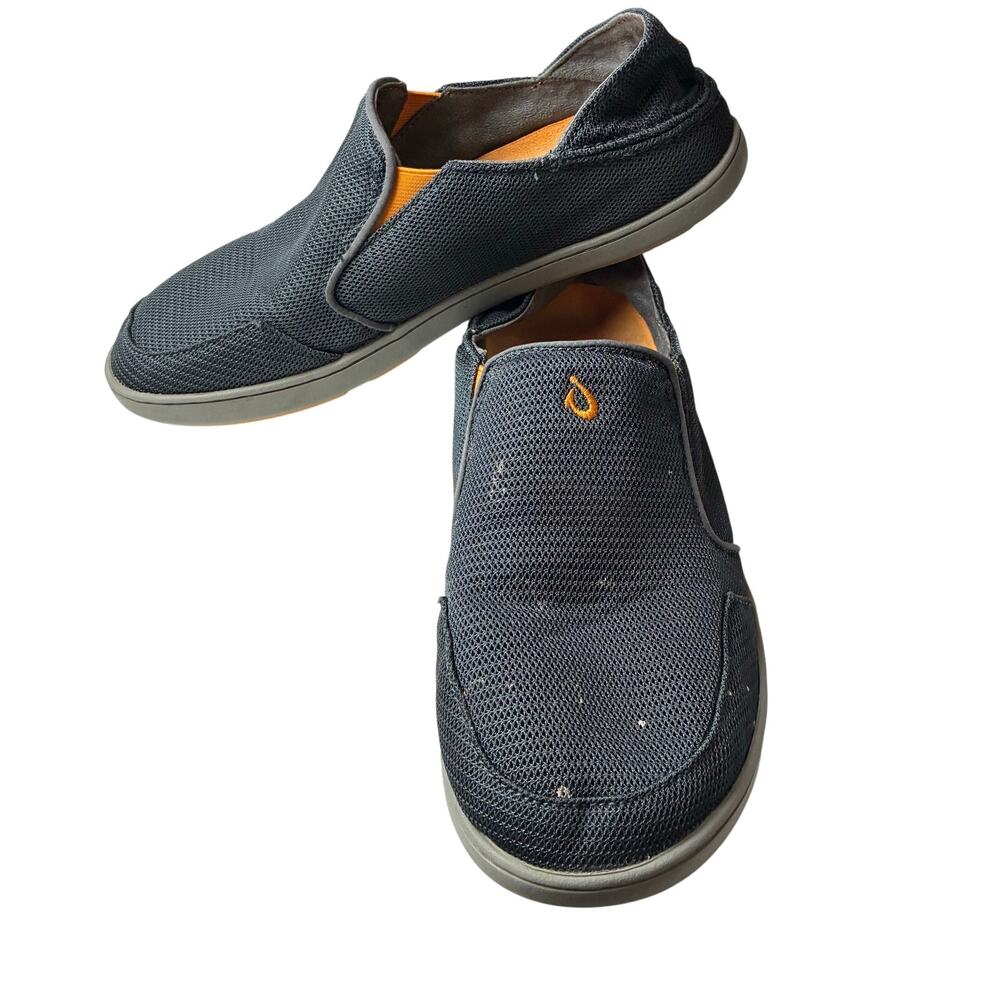 OluKai Nohea Mesh Gray Orange Slip On Loafer Shoes Men’s 9 Dark Shadow READ